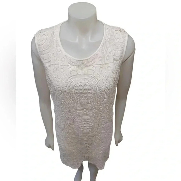 Katherine Barclay White Crochet Lace  Sleeveless Midi Dress Size 12 - Picture 2 of 12